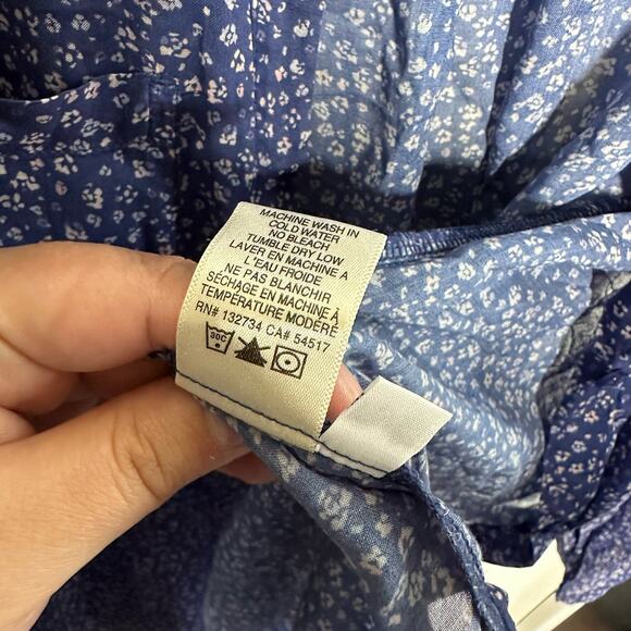 Cloth & Stone Women's Blue Micro Floral Button Up Blouse Size Small Spring - Picture 7 of 7